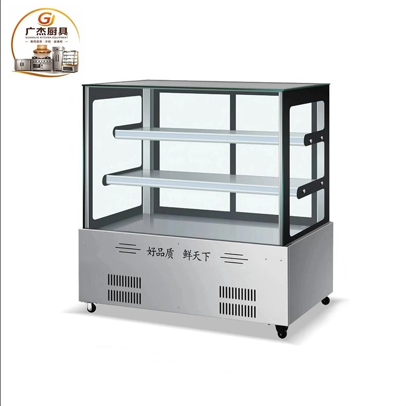 Commercial cold dish cabinet series with straight glass, covering 1.0–2.0 m lengths