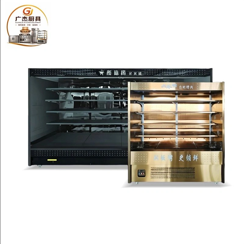 Stainless steel open-front air curtain chiller for chilled meals, dairy and drinks