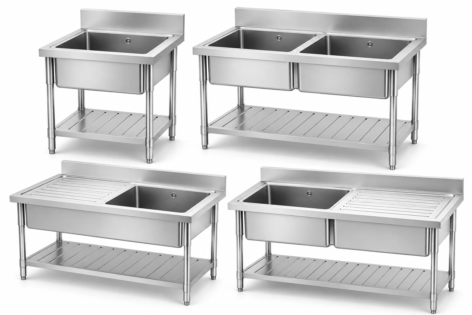 Commercial Chinese style stainless steel sink with drainboard