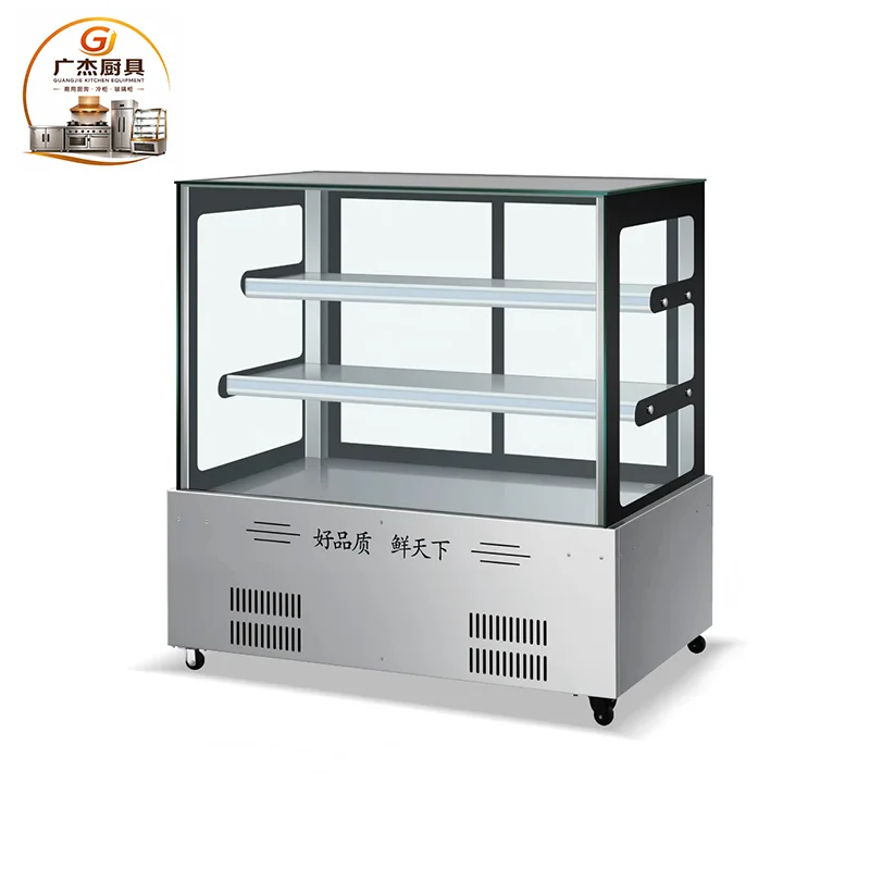 Commercial refrigerated cold dish display cabinet with glass enclosure
