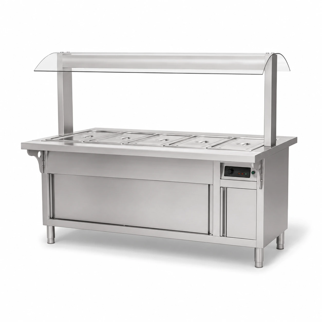 Bain marie counter with glass, additional view
