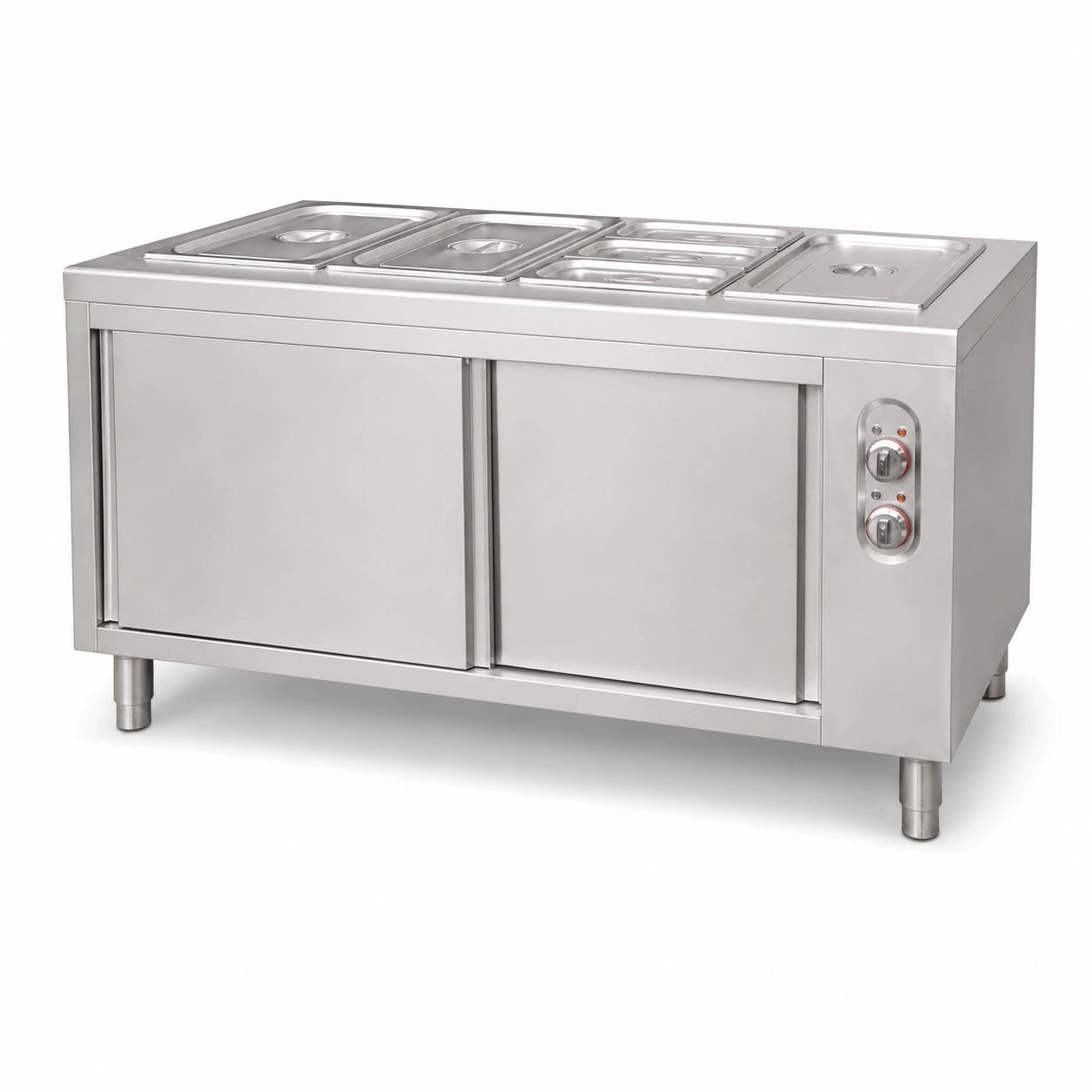 Bain marie counter with glass for buffet and canteen service