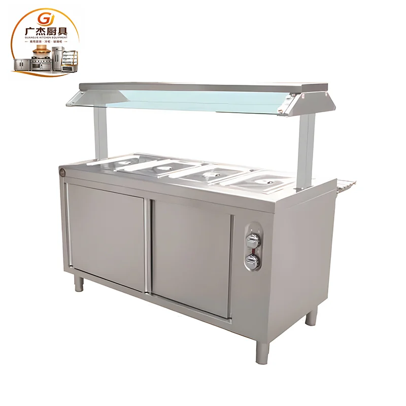 Bain marie counter with glass, front product view
