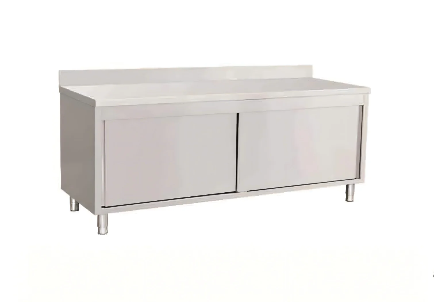 Alternate view of stainless steel sliding door work table cabinet