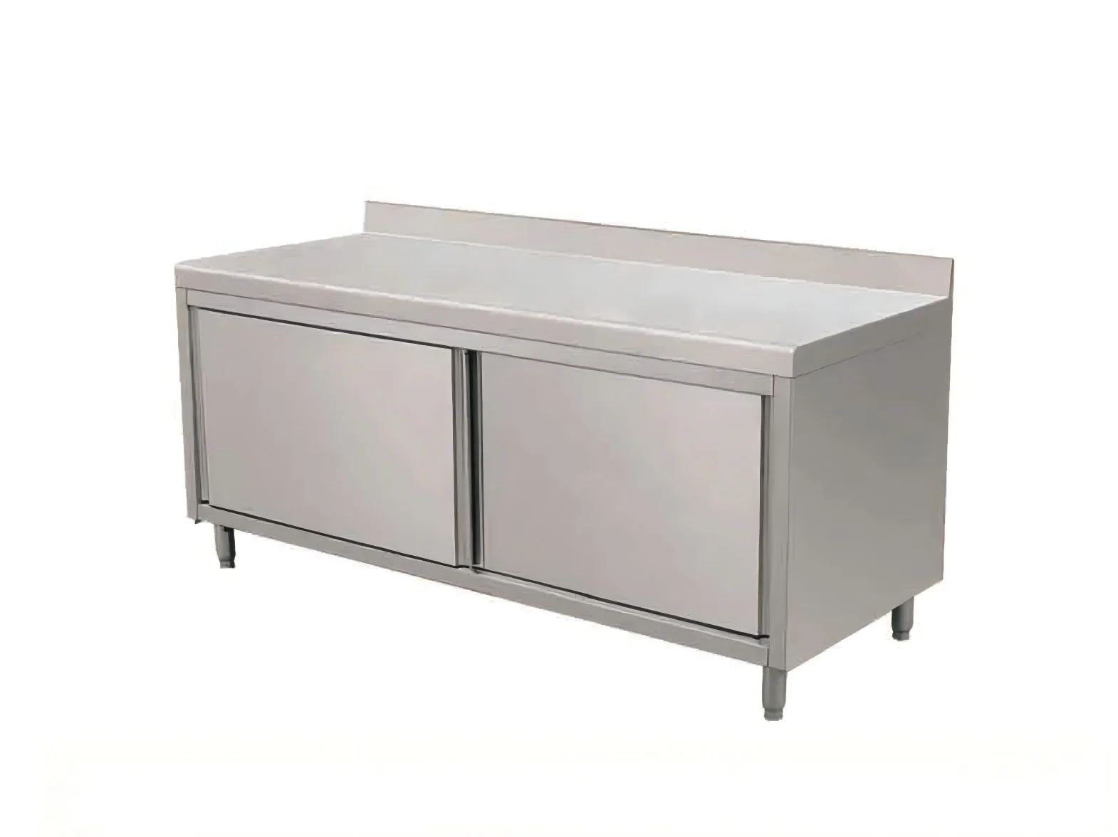 Commercial stainless steel sliding door work table cabinet