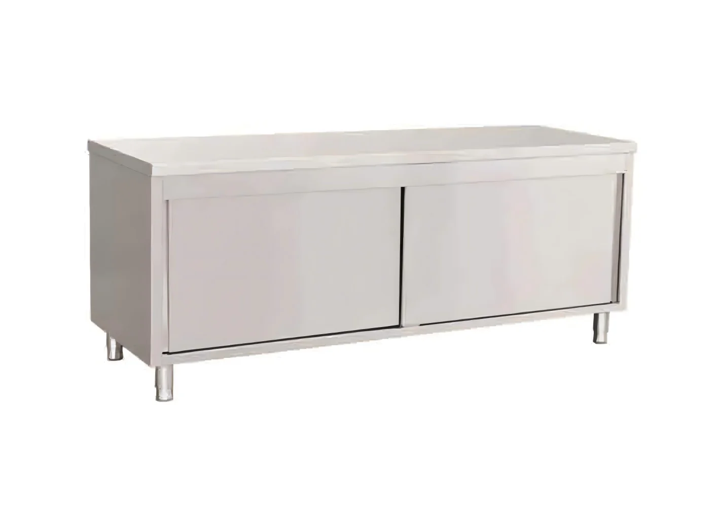 Configuration view of stainless steel sliding door work table cabinet