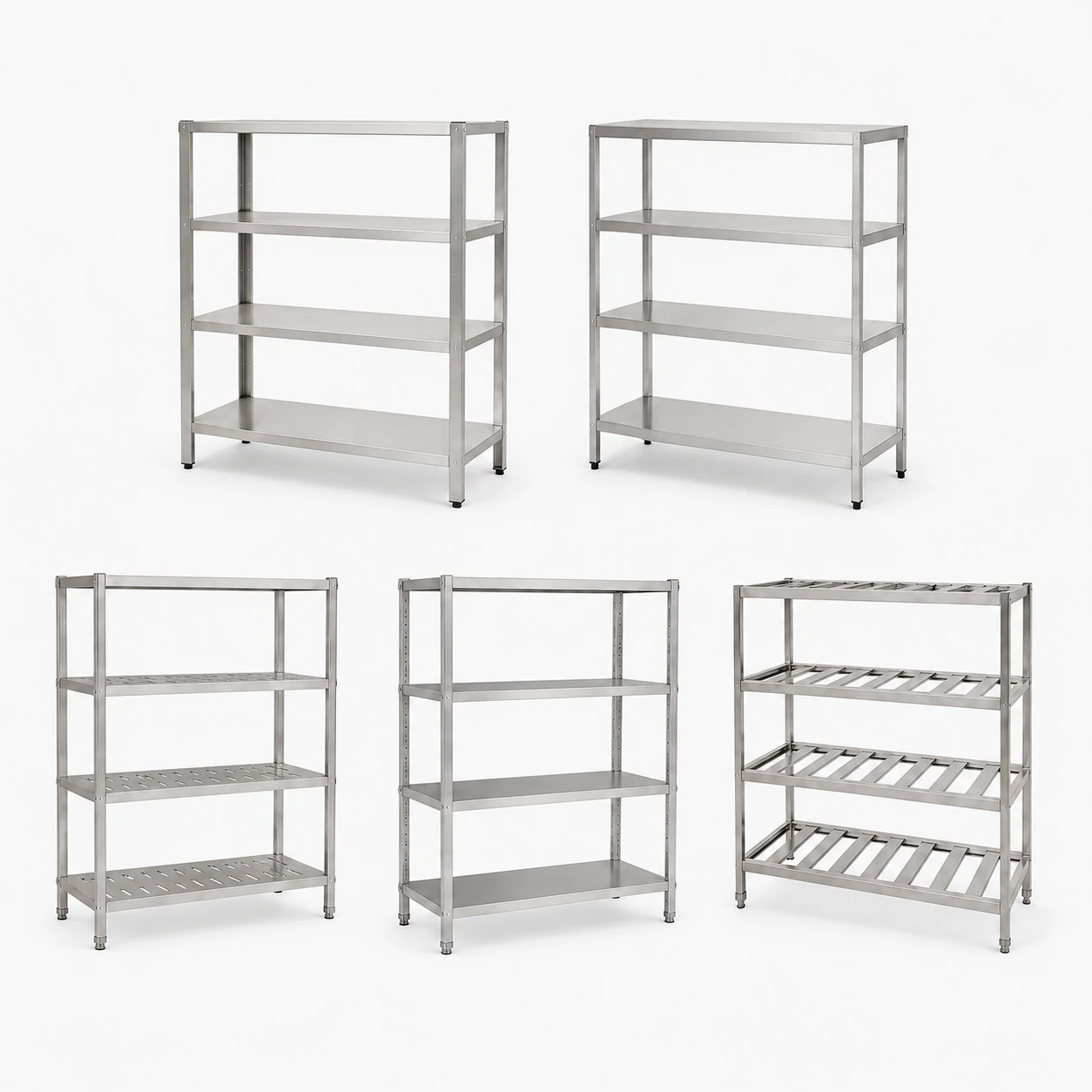 Commercial stainless steel storage shelf and pan rack series