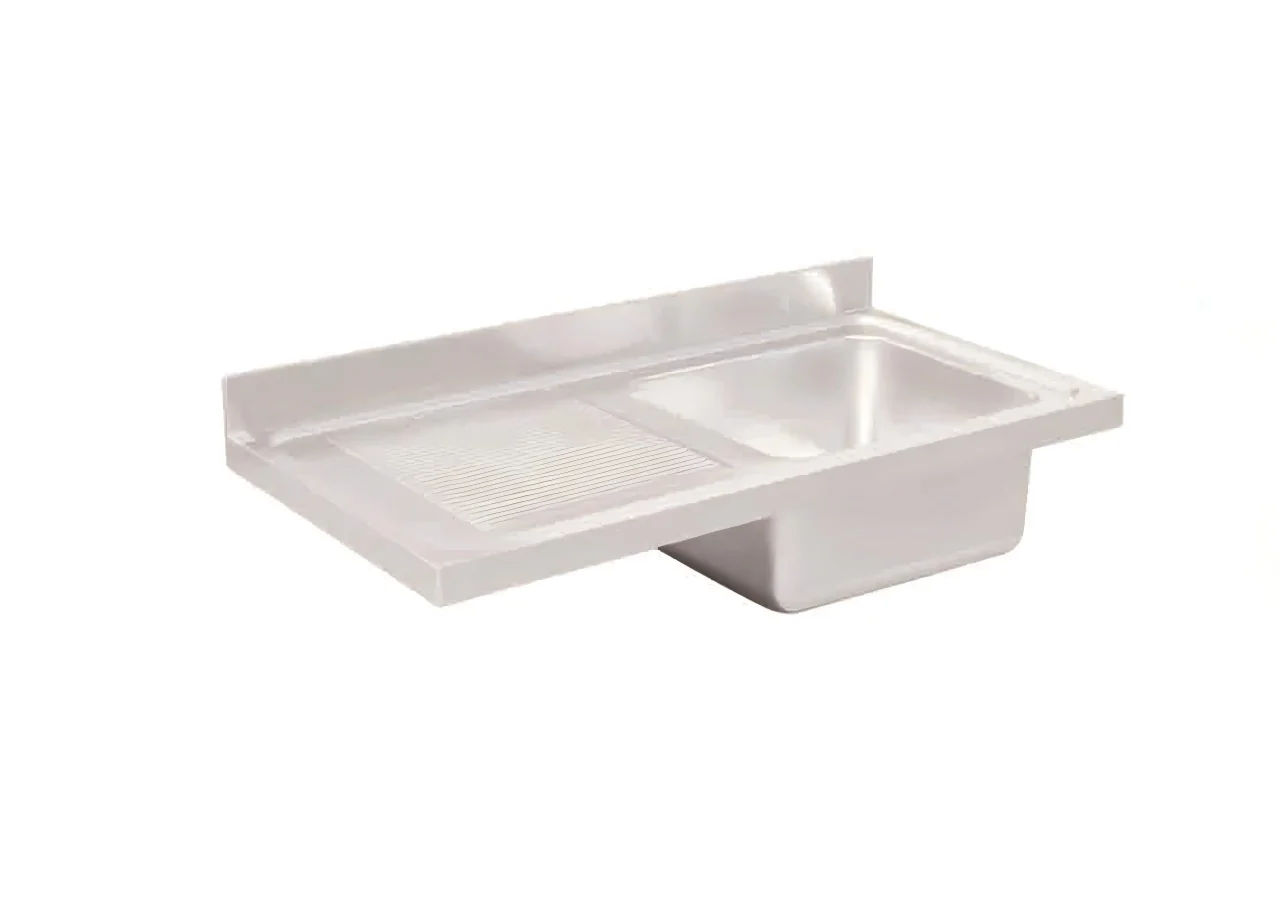 Commercial stainless steel sink top with left drainer