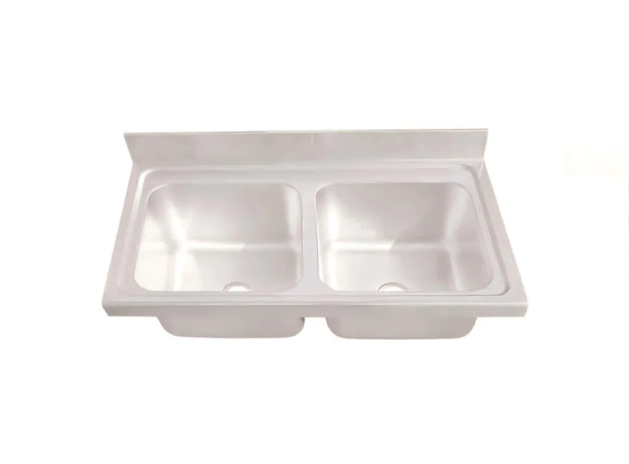 Commercial stainless steel sink top with integrated bowl and drainer