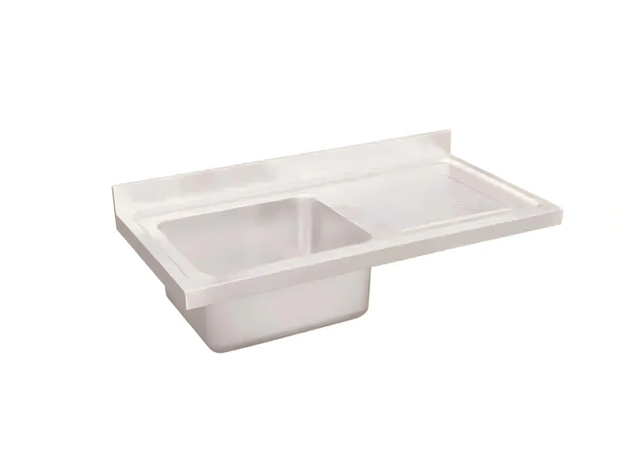 Commercial stainless steel sink top with drainboard