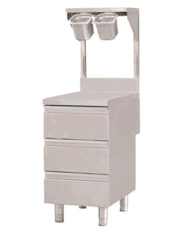 Main view of three-drawer cabinet with upper shelf