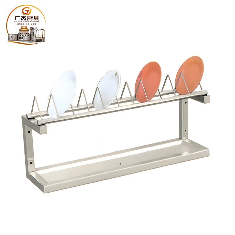 Wall mounted stainless steel plate rack