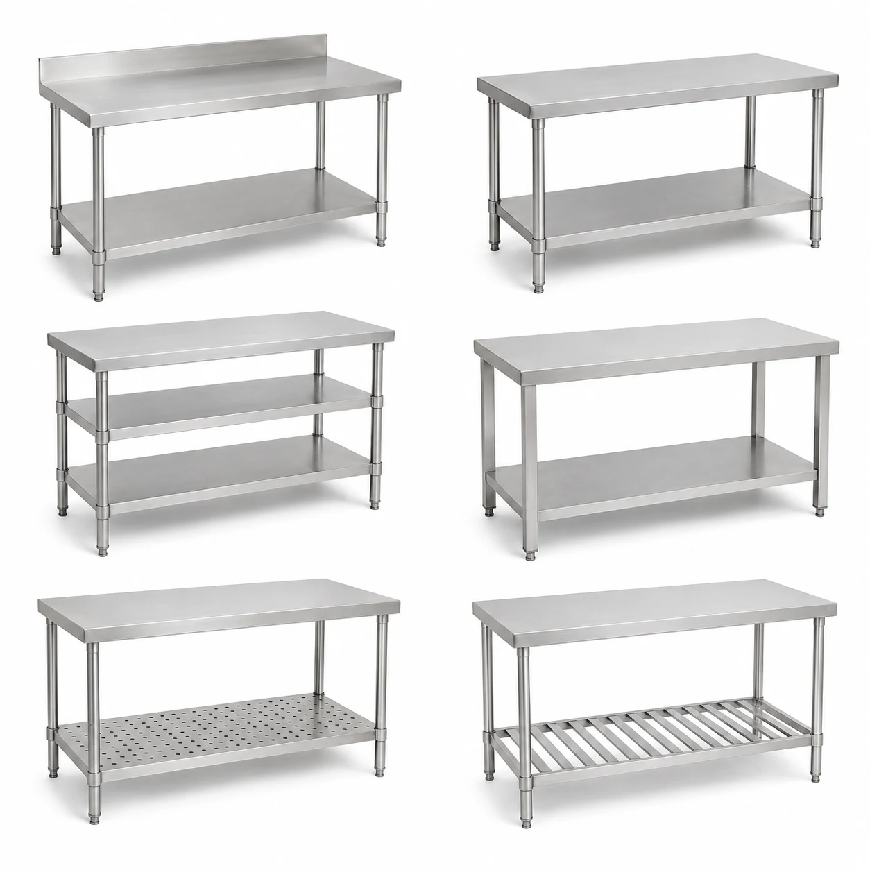 Commercial stainless steel work table with undershelf