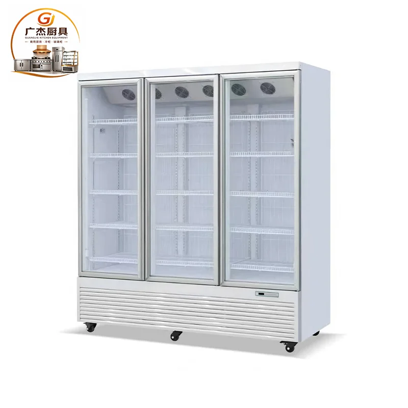 Commercial upright glass door display freezer