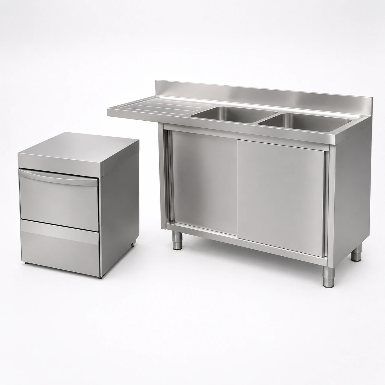 Stainless steel sink cabinets with dishwasher space