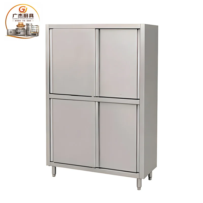 Four sliding door food storage cabinet