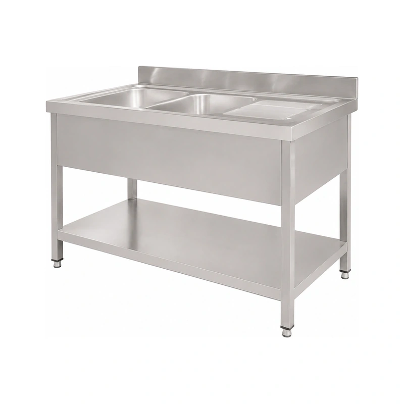 Guangjie stainless steel sink with undershelf and drainboard